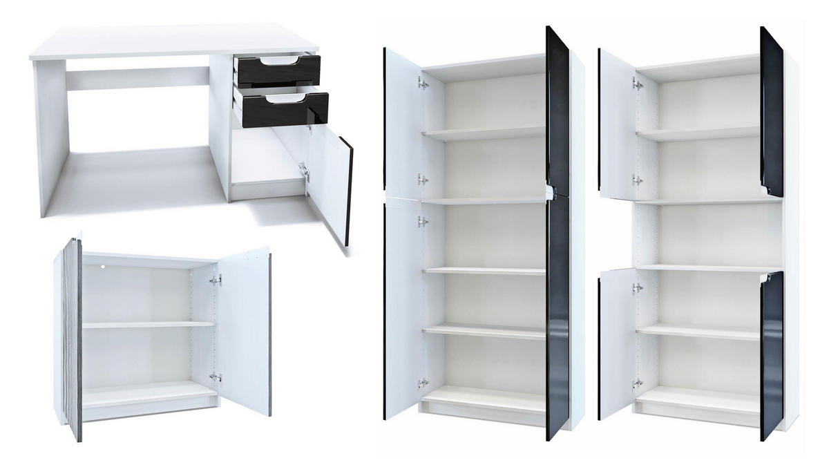 BÜROMÖBELSET Logan Fronten in Eiche Nordic - Silbereichenfarben, Holzwerkstoff (246/185/60cm) - Vladon