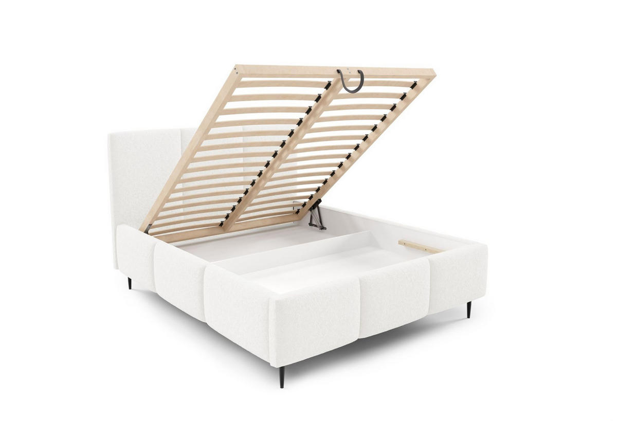 POLSTERBETT Miami - Weiß, Holzwerkstoff/Textil (180/200cm) - Fun Möbel
