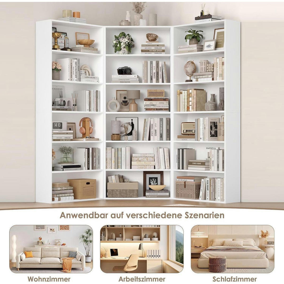 BÜCHERREGAL 180 x 60 x 23,5 cm Weiß - Weiß, Holzwerkstoff (60/180/23.5cm)
