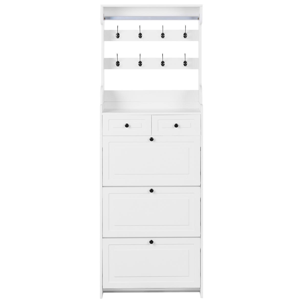 DULAP DE PANTOFI alb Dalhousie - alb, compozit lemnos (70/200/30cm) - Beliani
