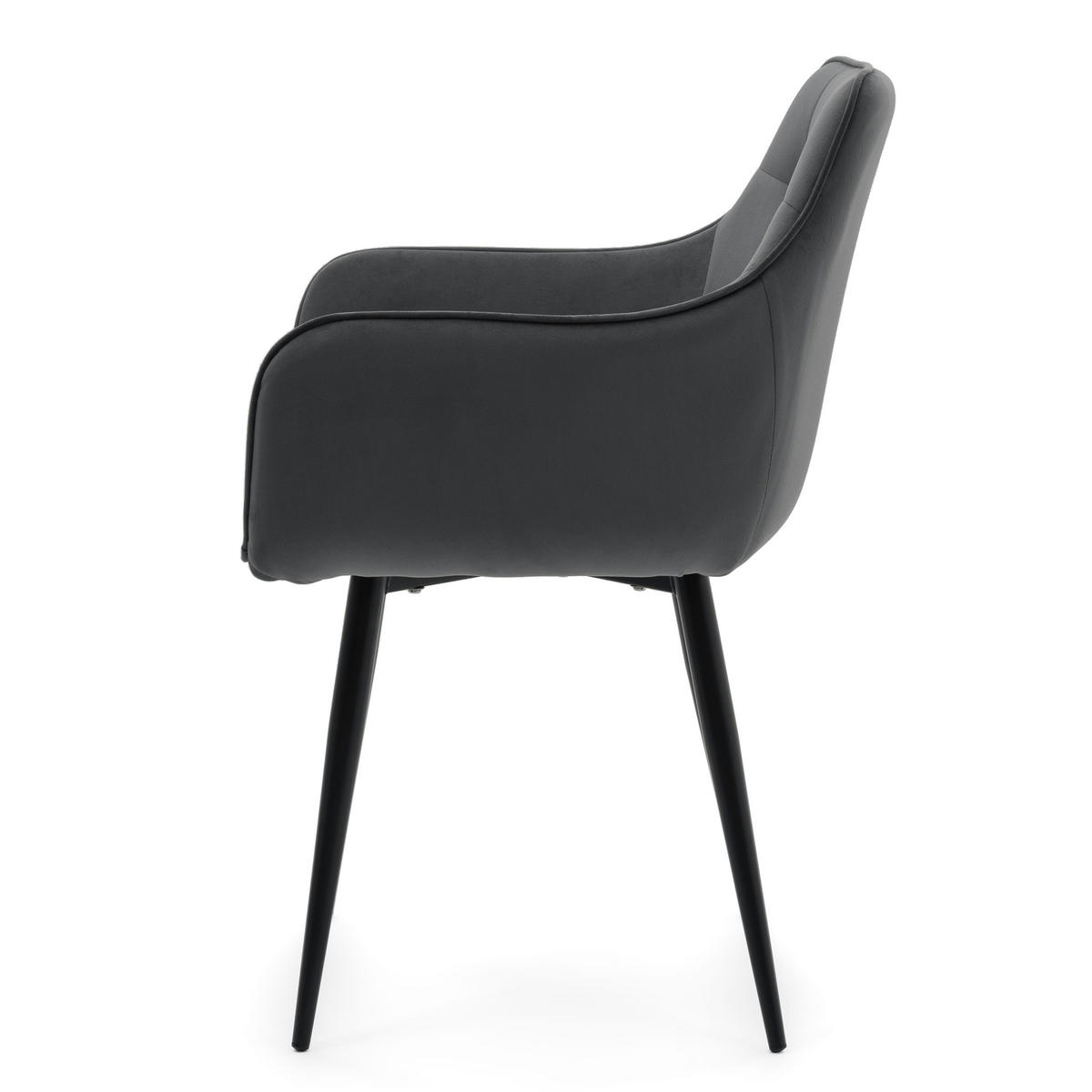 STUHL GALLO gespolstert mit Steppung - grau - Samt Velours - Schwarz/Grau, Textil/Metall (58/88/58cm) - NEW HOME