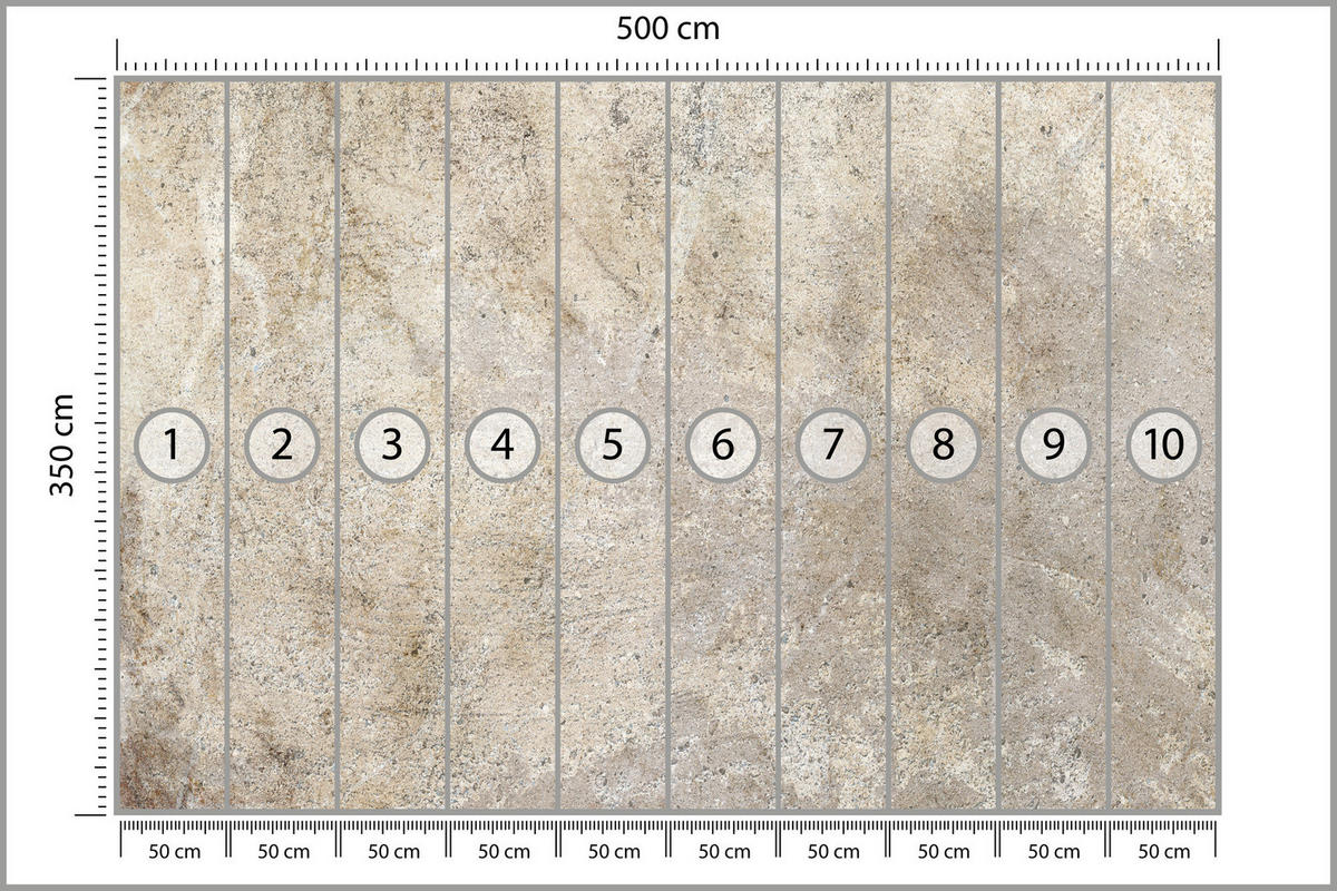 FOTOTAPETE für Wohnzimmer Beton Muster 500x350 - Beige/Braun, Papier (500/350cm) - Muralo