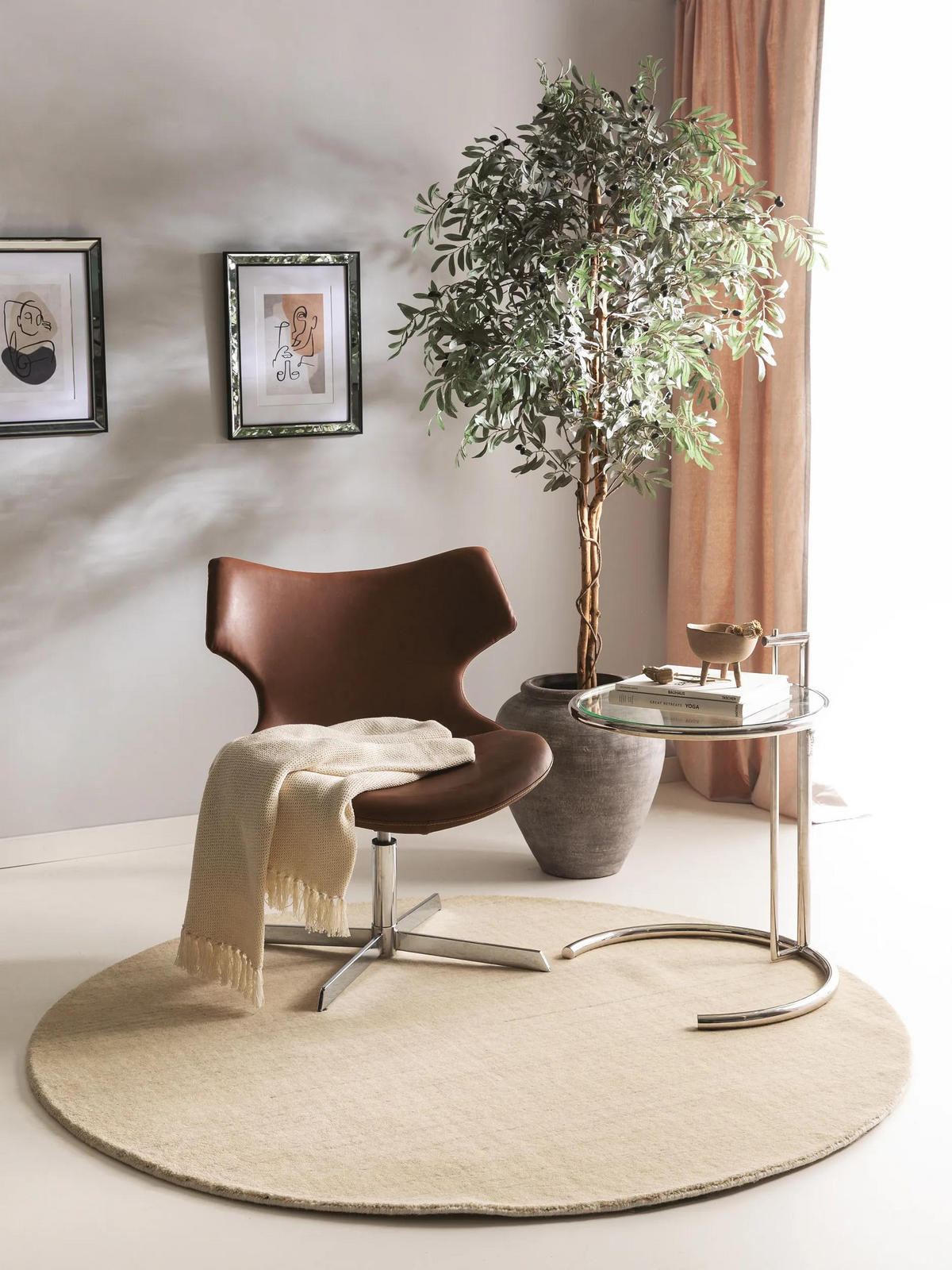 WOLLTEPPICH rund Jamal Cream ø 200 cm rund - Creme, Textil (200/200cm) - benuta Nest