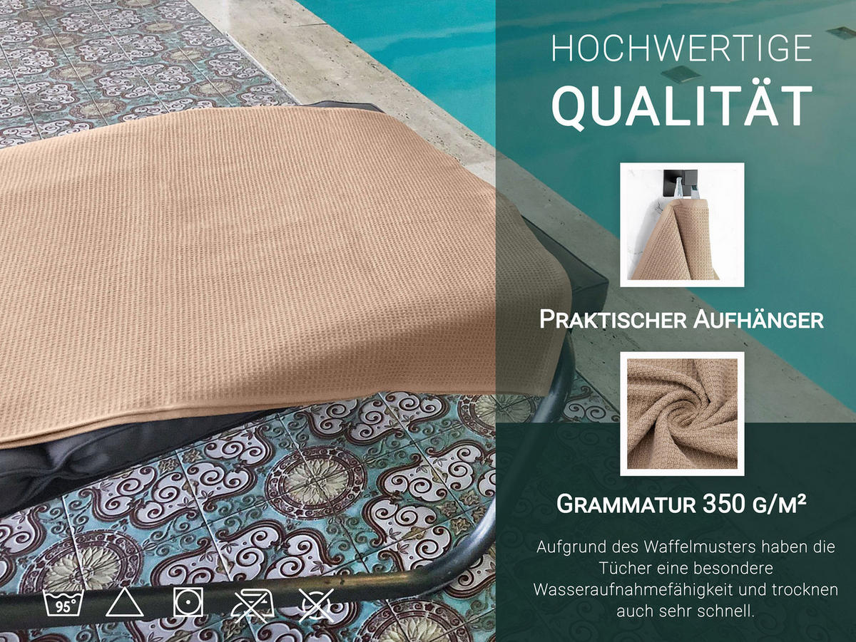 SAUNATUCH, 2er-Set, 70x180 cm, 100% Baumwolle, Braun - Cappuccino, Textil (70/180cm) - Zollner