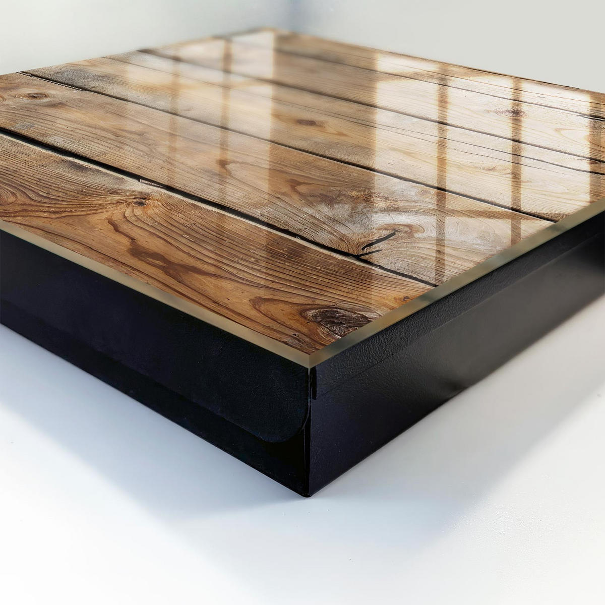 SCHLÜSSELBOX Schwarz 30x30 cm- Türöffnung nach rechts - Holzbretter - Braun, Metall (30/30/5cm) - TULUP