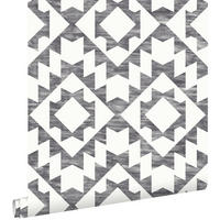 TAPETE Marrakescher Aztec-Teppich 53 cm x 10.05 m - Schwarz, Papier (53/1000cm) - ESTAhome