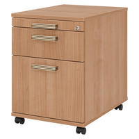ROLLCONTAINER - mit Hängeregistratur 58/42,8/59 cm in Nussbaumfarben Streifengriff (Kunststoff) - Nussbaumfarben, Holzwerkstoff (42.8/59/58cm) - bümö