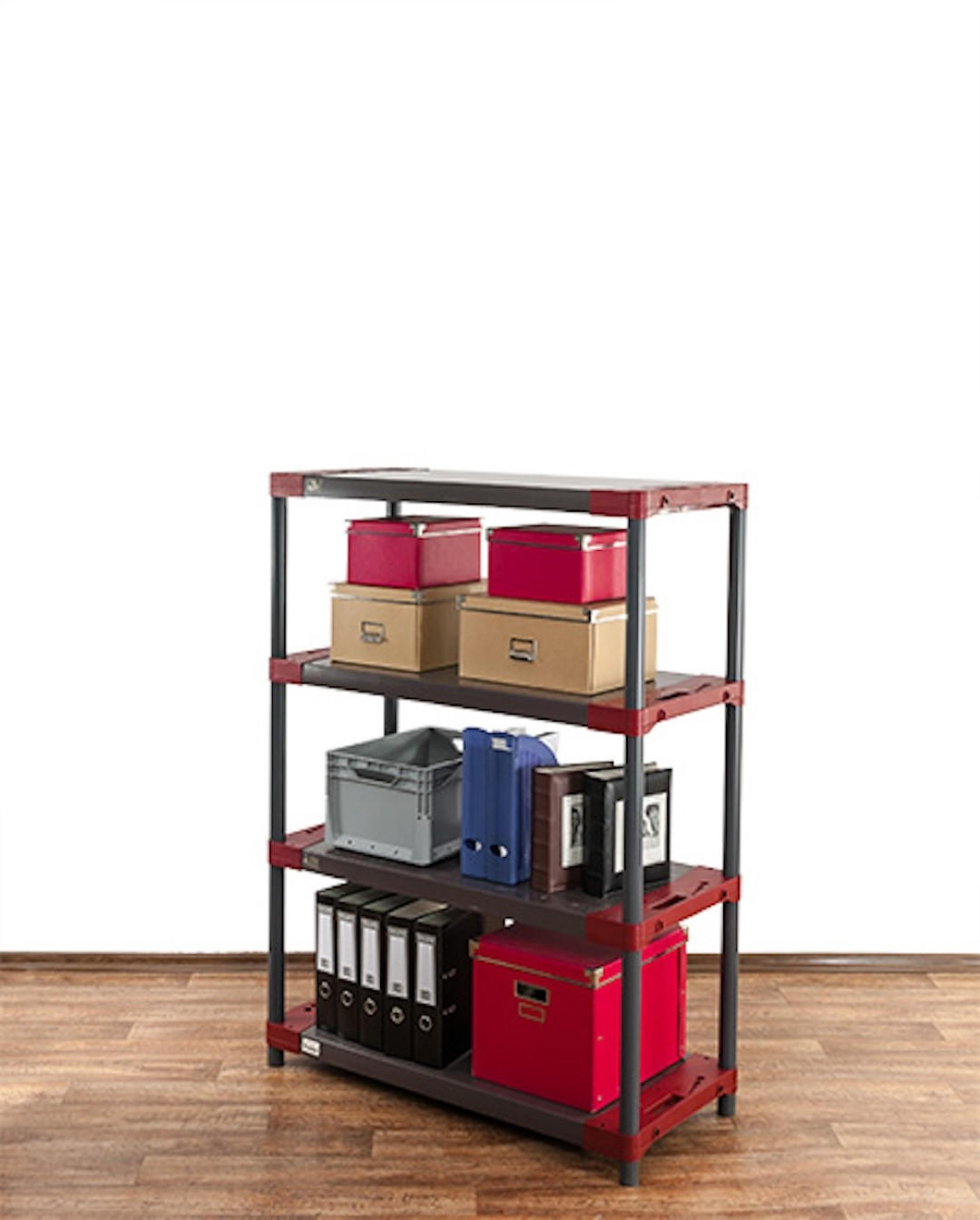 KUNSTSTOFFREGAL GREY BEAR Low 138x100x46cm Fachlast 120kg Grau-Rot - Rot, Kunststoff (100/138/46cm) - PROREGAL