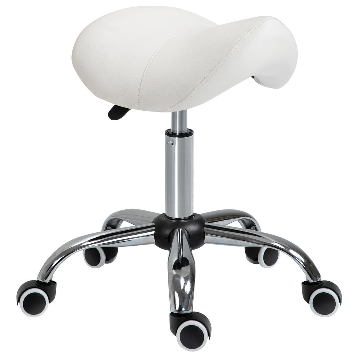 DREHHOCKER DE-09752 höhenverstellbar, ergonomischer Sattelsitz Weiß - Weiß, Metall (52/61/53cm) - ComfortXL