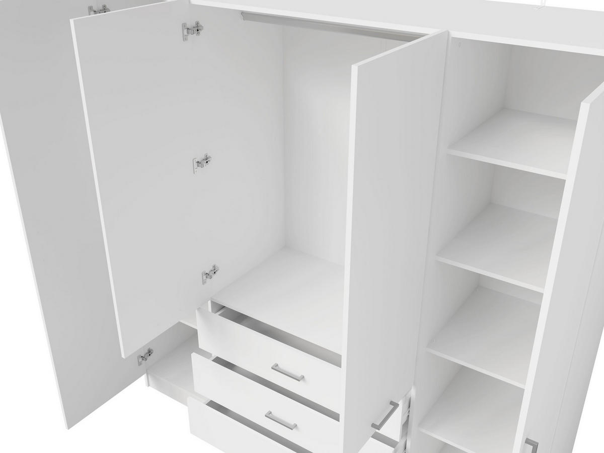 KLEIDERSCHRANK Weiß 200/200,5/58 - Weiß, Holzwerkstoff (200/201/58cm) - RAUMHIRSCH FURNITURE
