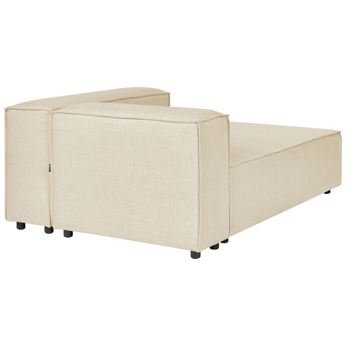 3-SITZER-ECKSOFA Leinen beige rechtsseitig Aprica - Beige/Schwarz, Textil (326/180cm) - Beliani
