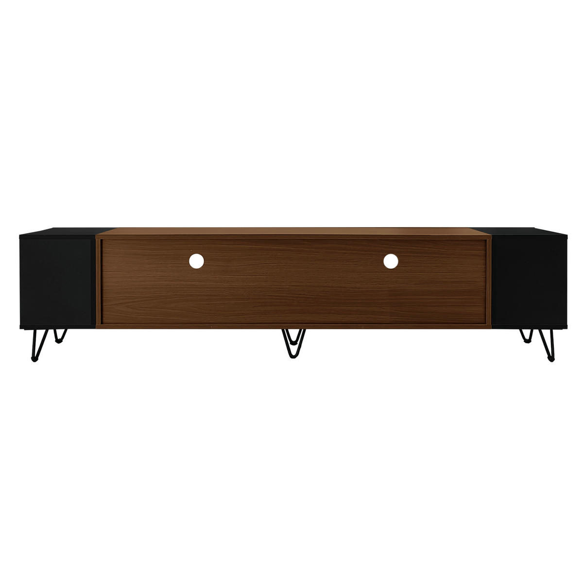 TV-SCHRANK in Schwarz und Holzoptik mit Türen 180/36/43 cm - Eichefarben, Holzwerkstoff (180/43/36cm) - Redom