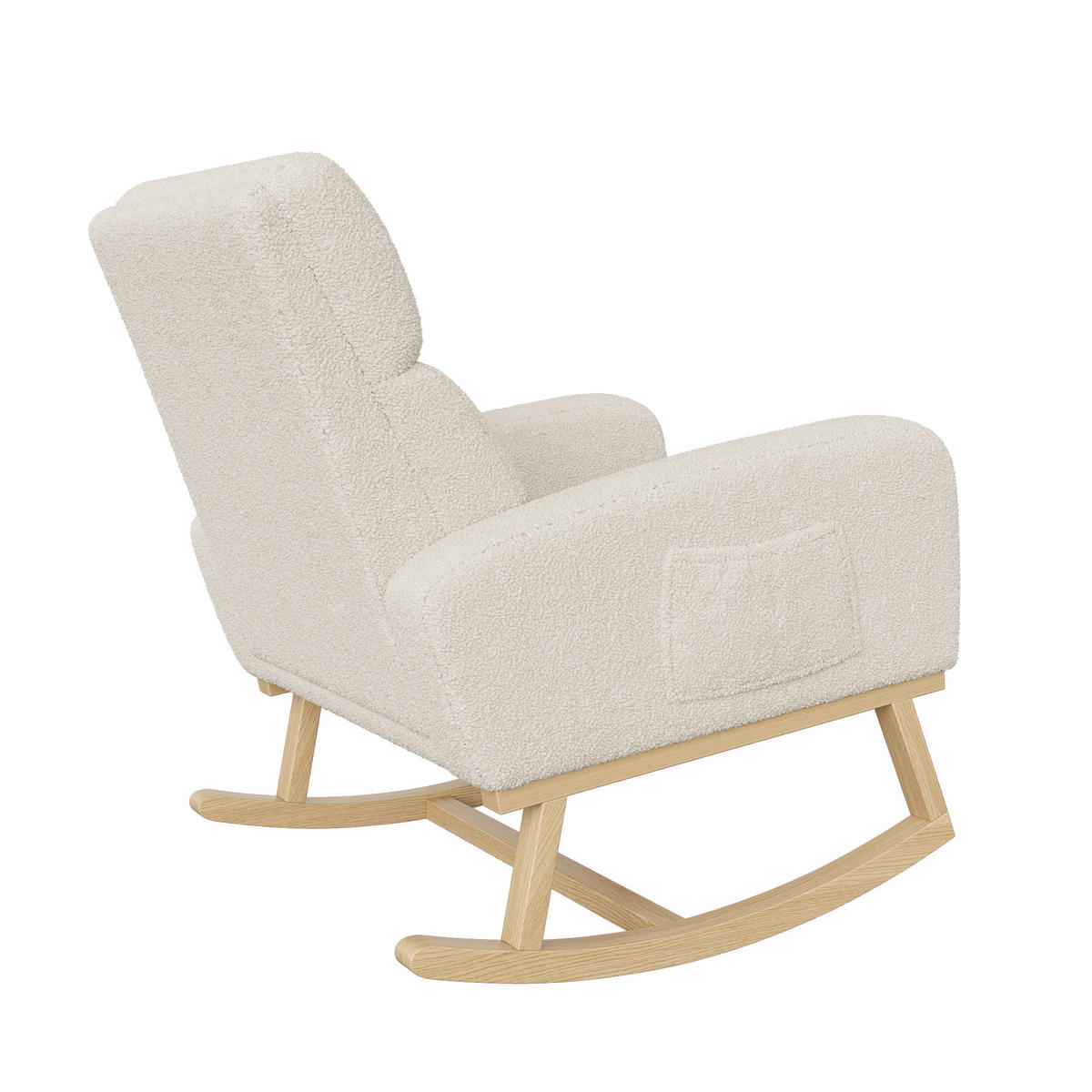 SCHAUKELSTUHL Beige Sherpa Mit Massivholzbeinen Skandinavisch - Beige, Holz (69.2/87/78.5cm)