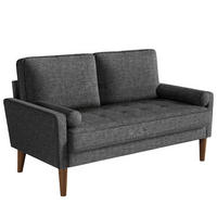 SOFA 2-Sitzer Modernes Kleines Sofa 120 cm,Stoffcouch mit Armlehne Knopf-Design, inkl. 2 Wurfkissen Couch für Wohnzimmer,Gästezimmer,Wohnung,Grau - Grau, Textil (51/46/121cm)