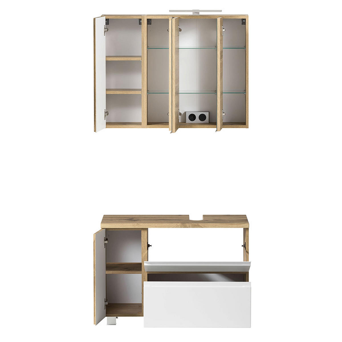 BADMÖBEL-SET 5-TLG. Vasto-03 - Weiß, Holzwerkstoff (245/200/35cm) - Lomado