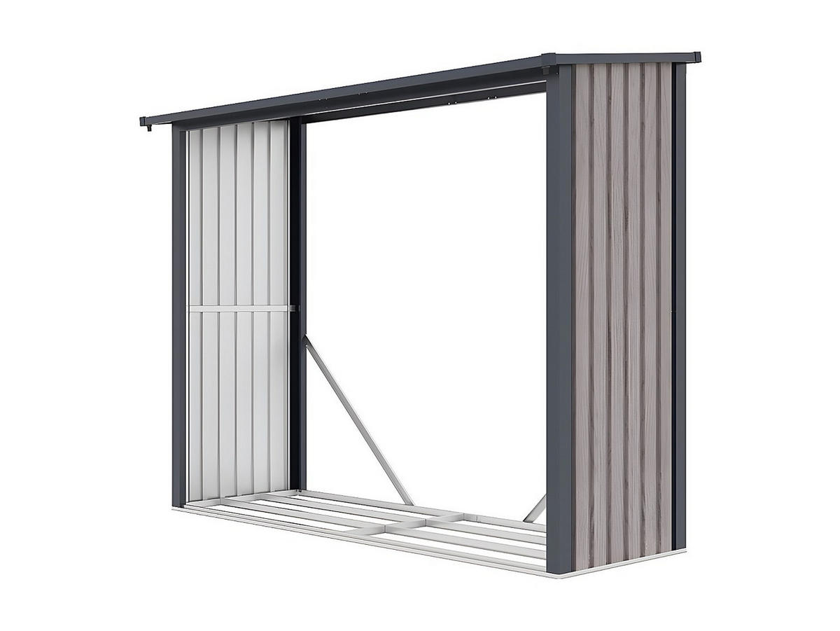 KAMINHOLZREGAL - 230 cm x 75 cm - metall - anthrazitgrau, naturfarben dunkel Winwood - Anthrazit, Metall (230/190/75cm) - Vente-Unique