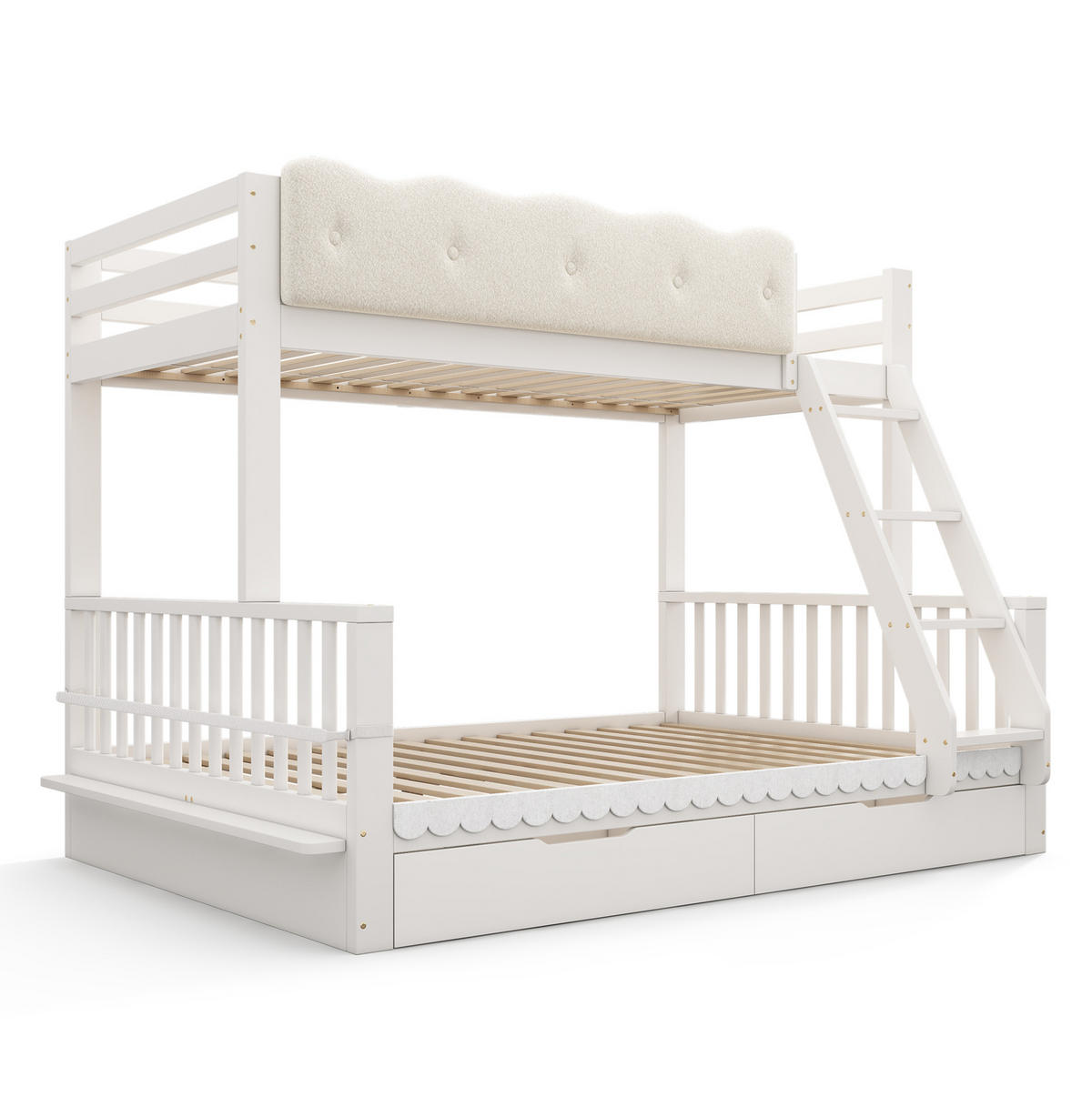 ETAGENBETT 90/200 cm und 140/200 cm Weiß mit Schubladen ohne Matratze - Weiß, Holz (140/200cm) - MIVRAY