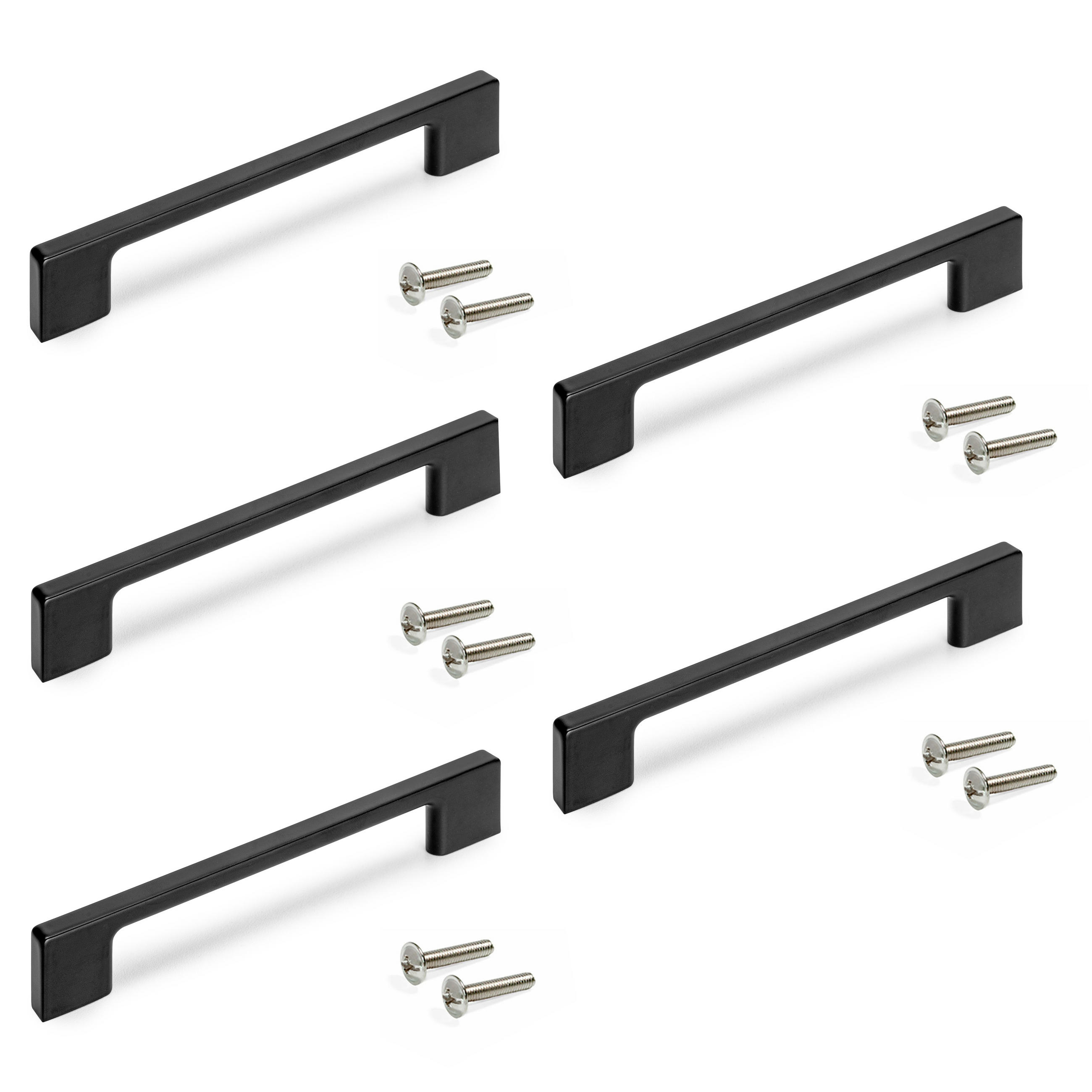MÖBELGRIFFE Montreal, L160mm, 128mm Achsenabstand, Zamak, Schwarz lackiert 5er-set - Schwarz, Kunststoff (12/3/19cm) - EMUCA