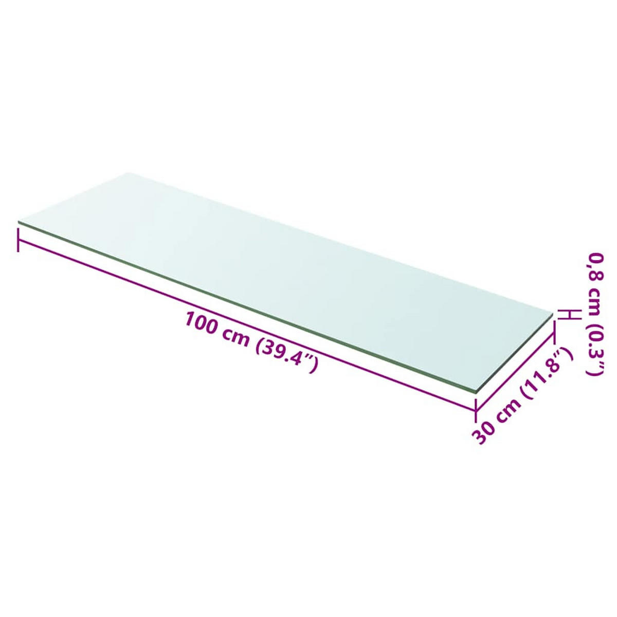 WANDBOARD 100/30/0,8 cm aus Glas Transparent - Transparent, Glas (100/0.8/30cm) - vidaXL