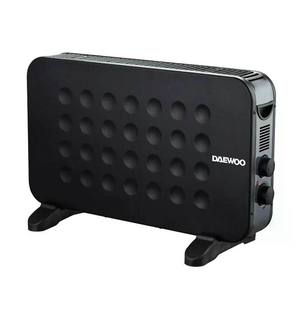 KONVEKTOR – Daewoo DHS-3317C – 2000 W, 3 Heizstufen, Thermostat, Überhitzungsschutz, Kippschutz, Mobiler Heizkörper, Leise, Energiesparend - Schwarz, Metall (44/64/33cm)