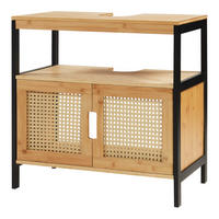 BADUNTERSCHRANK Tervola - Schwarz/Naturfarben, Holzwerkstoff (60/60/35cm) - [en.casa]