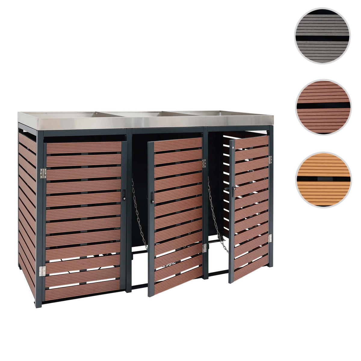 2ER-/4ER-MÜLLTONNENVERKLEIDUNG Walnuss Dekor - Walnussfarben, Metall (146/124/102cm) - MCW