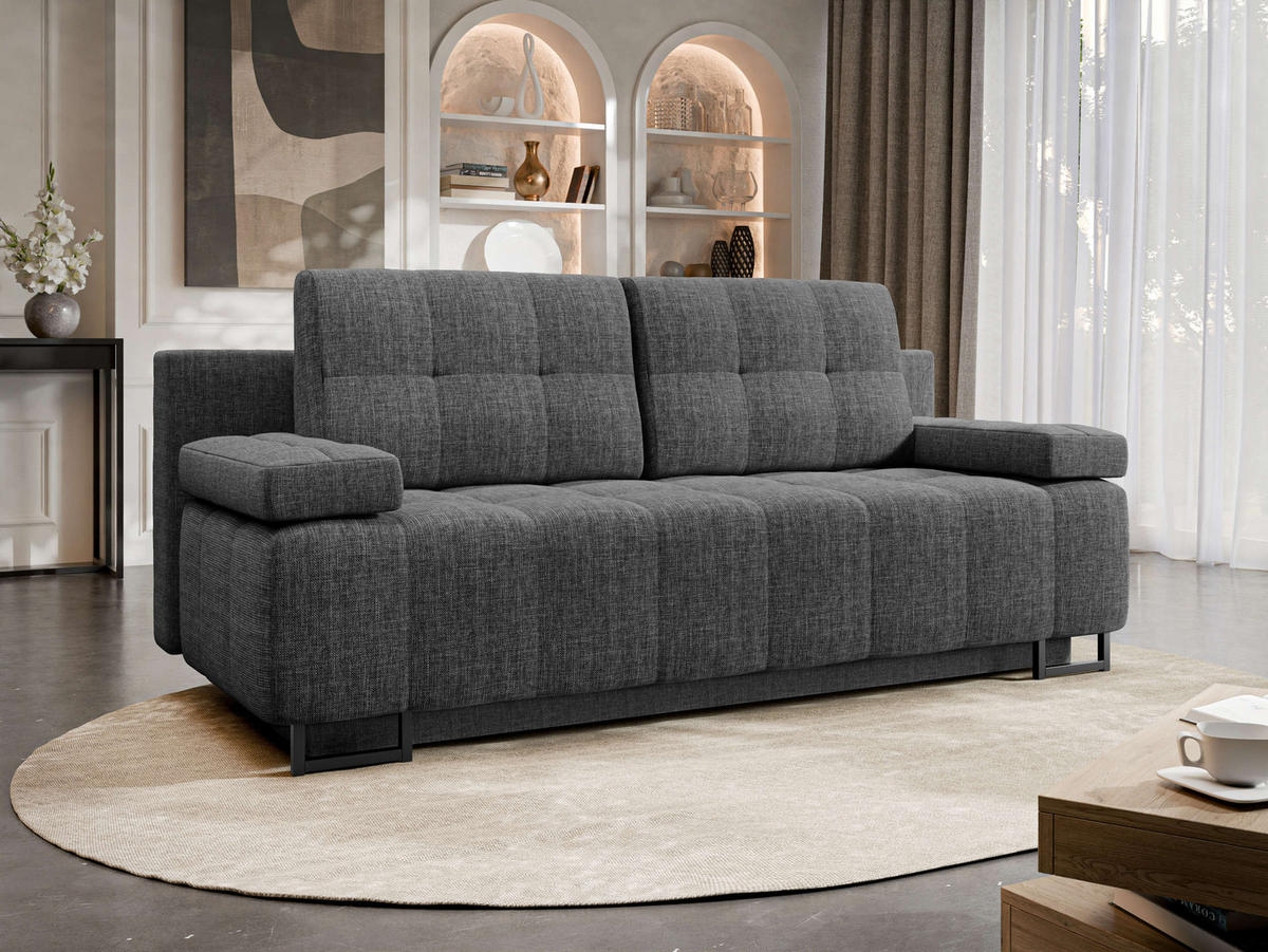 SCHLAFSOFA Morena D - Schwarz/Graphitfarben, Holz/Textil (200/90/90cm) - MIRJAN24