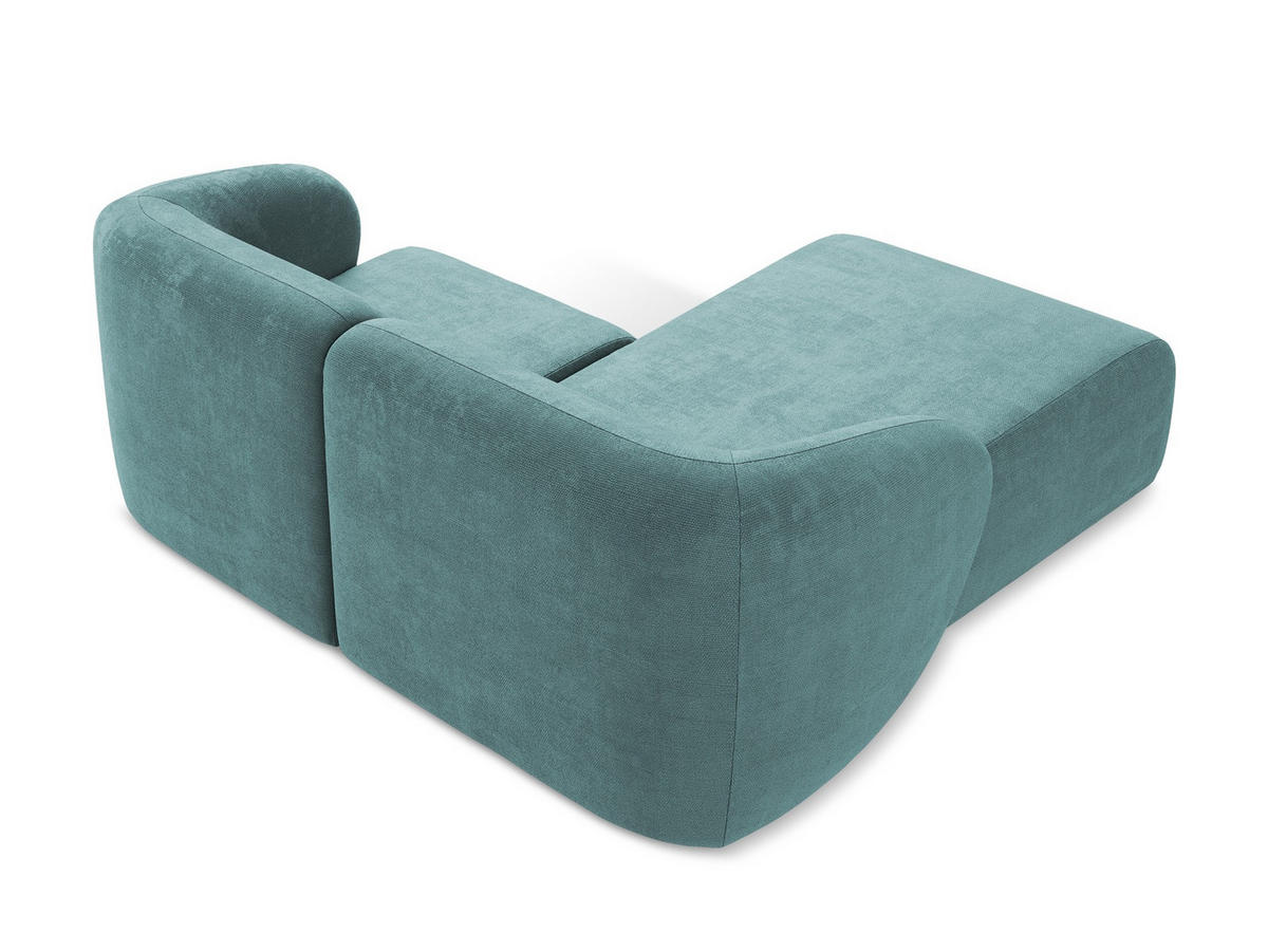 ECKSOFA Links Chenille Stoff Blau - Blaugrau/Schwarz, Holzwerkstoff/Kunststoff (178/166cm) - Makamii