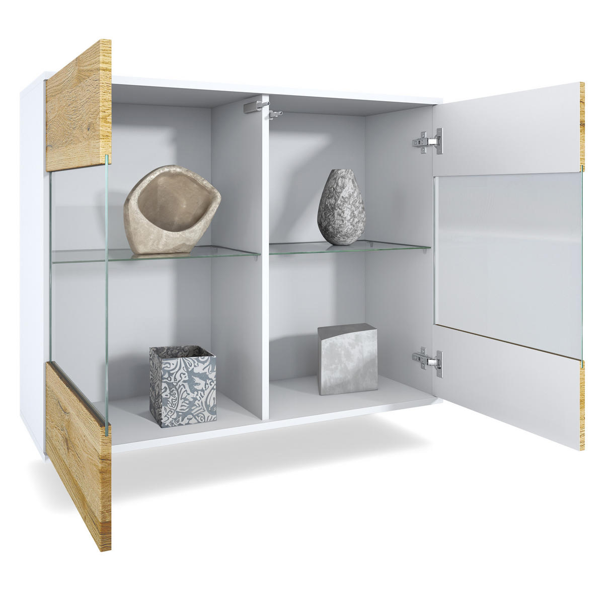 KOMMODE Bari Grau Hochglanz - Grau, Holzwerkstoff (92.5/73.5/35cm) - Vladon
