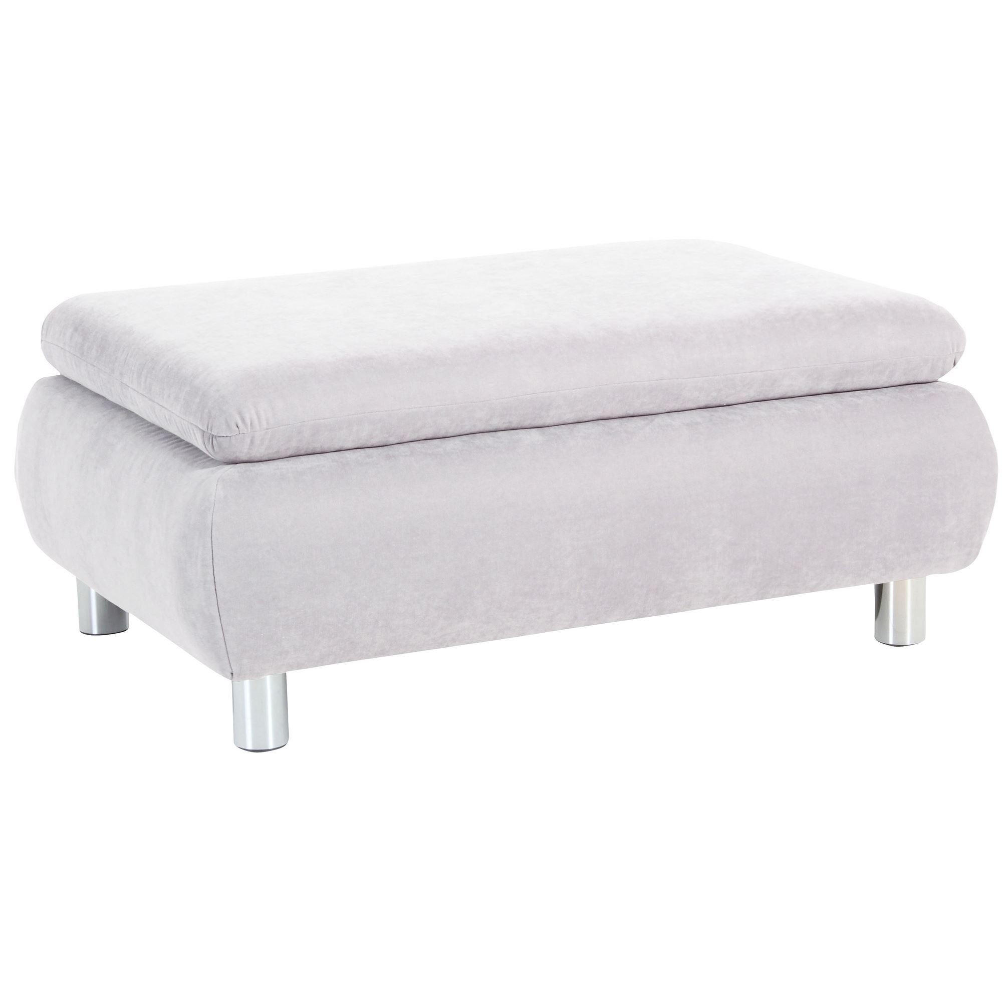 HOCKER Kaye Bezug Veloursstoff Metallfuß verchromt / creme - Weiß, Kunststoff (90/43/60cm) - 58aufmkessel