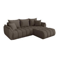 ROHOVÁ SEDAČKA s funkcí spaní, otoman vpravo TOKO-L-v1 277x194x86 hnědá bouclé - černá/hnědá, kompozitní dřevo/textil (277/194cm) - ALTDECOR