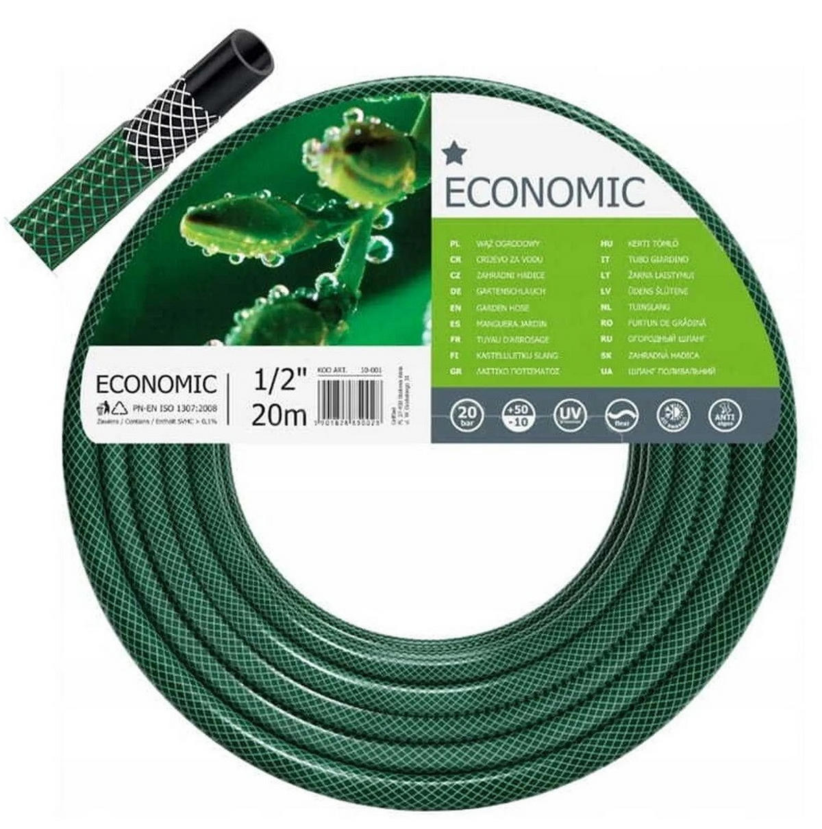 GARTENSCHLAUCH ECONOMIC 1/2" 20 m - Transparent, Kunststoff (2000cm) - Cellfast