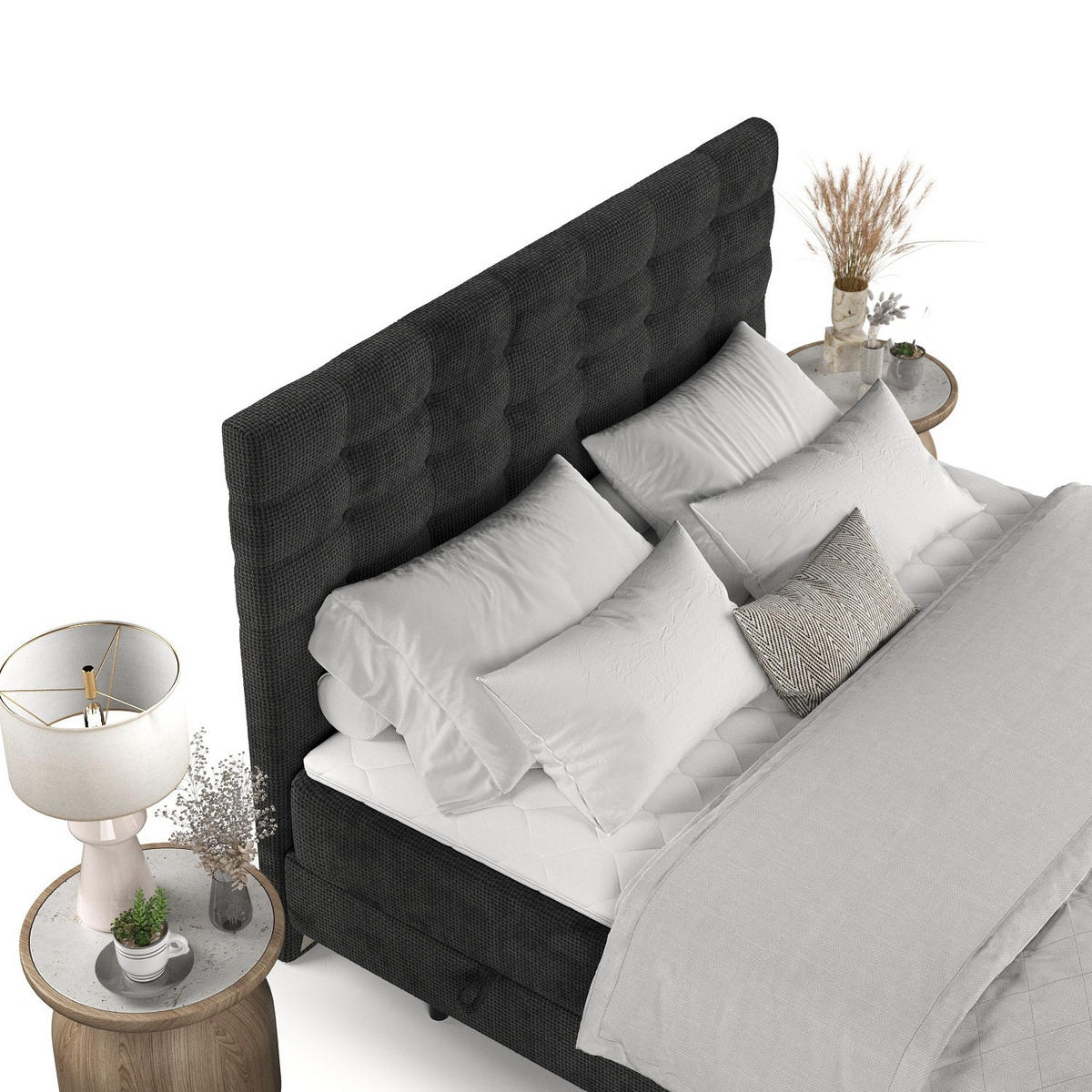 BOXBETT Niro 120/200 cm Schwarz im Bonita Stoff - Schwarz, Holz/Holzwerkstoff (120/200cm) - AltaBeds