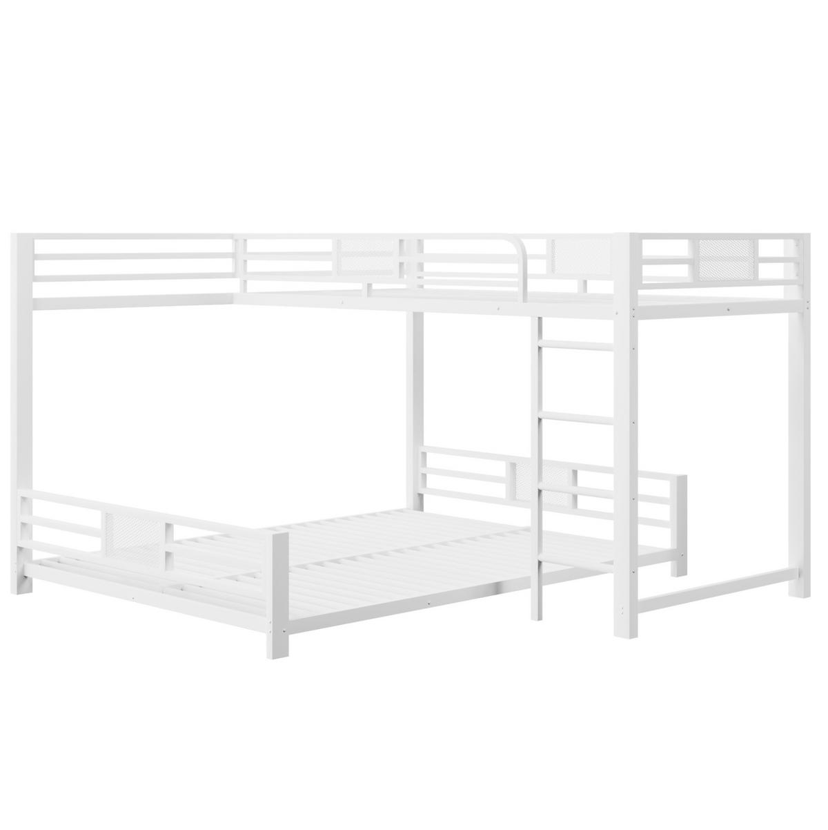 ETAGENBETT 90/200 und 140/200 cm aus Metall in Weiß – platzsparend und stabil - Weiß, Metall (90/200cm) - BEAOK