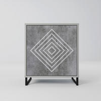 SIDEBOARD POLYGONAL ARTISTRY, Grau, 57,5x42x67,5 cm, Schwarze Metall-Rahmenfüße - Multicolor/Schwarz, Holzwerkstoff/Metall (57.5/67.5/42cm) - SpaceRebels