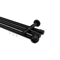 INNENLAUF-GARDINENSTANGEN-SET Siteno Luino 140 cm, 3-läufig, 20 mm Ø Schwarz - Schwarz, Metall (140cm) - INTERDECO