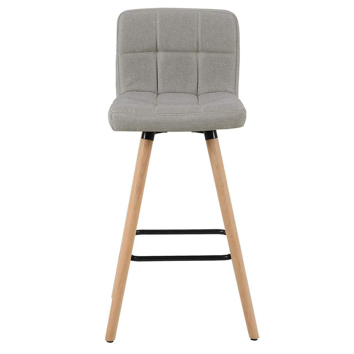 BARHOCKER 2er Set, Massivholz, Leinen, Hellgrau - Hellgrau/Naturfarben, Holz/Textil (46/96/46cm) - Woltu