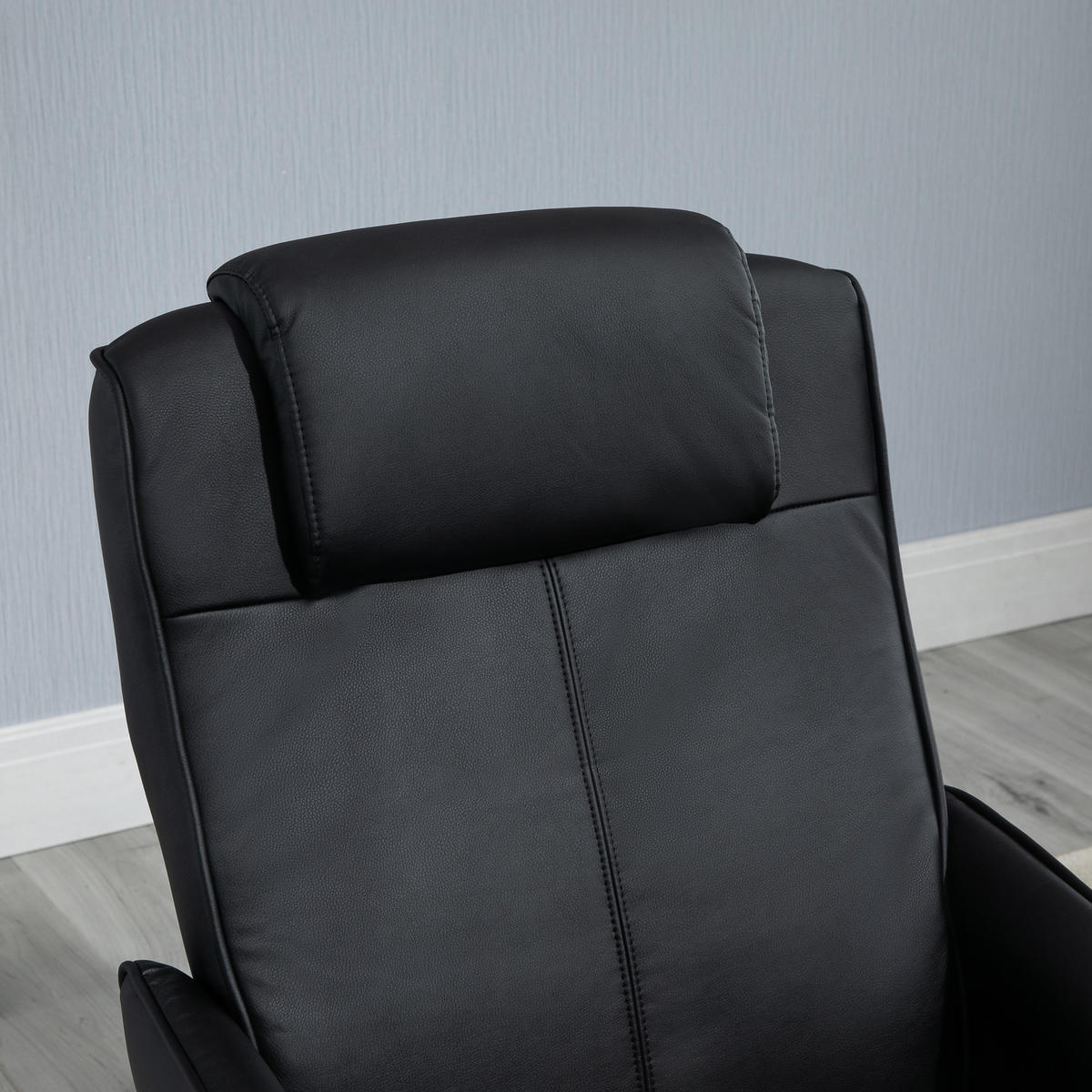 RELAXSESSEL DE-07552 neigbar mit Fußhocker und Kunstleder Schwarz - Schwarz, Metall (67/98/78cm) - ComfortXL