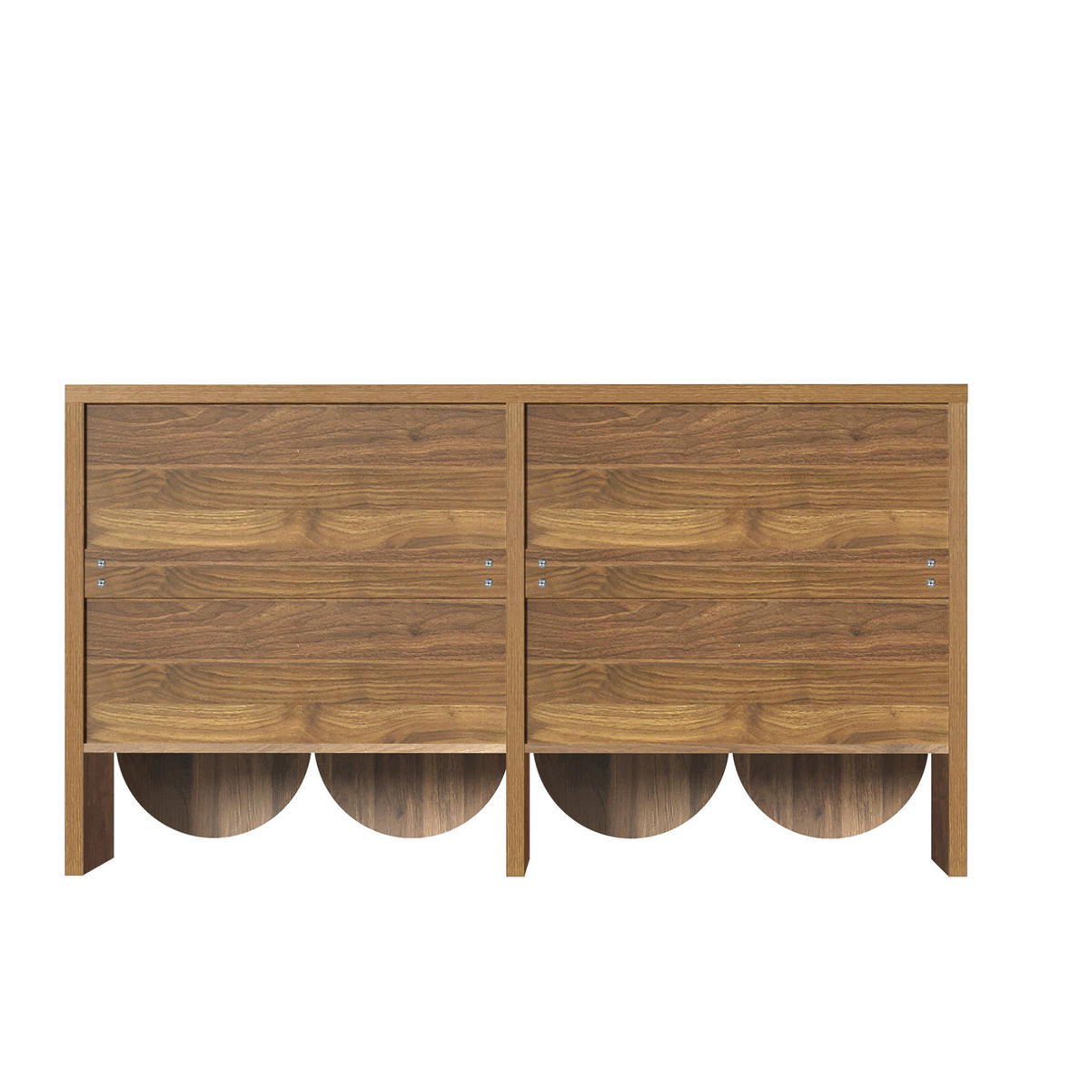 KOMMODE aus MDF 147x40x80cm in Walnussoptik mit 4 Türen - Walnussfarben, Holzwerkstoff (147/80/40cm) - Modfu
