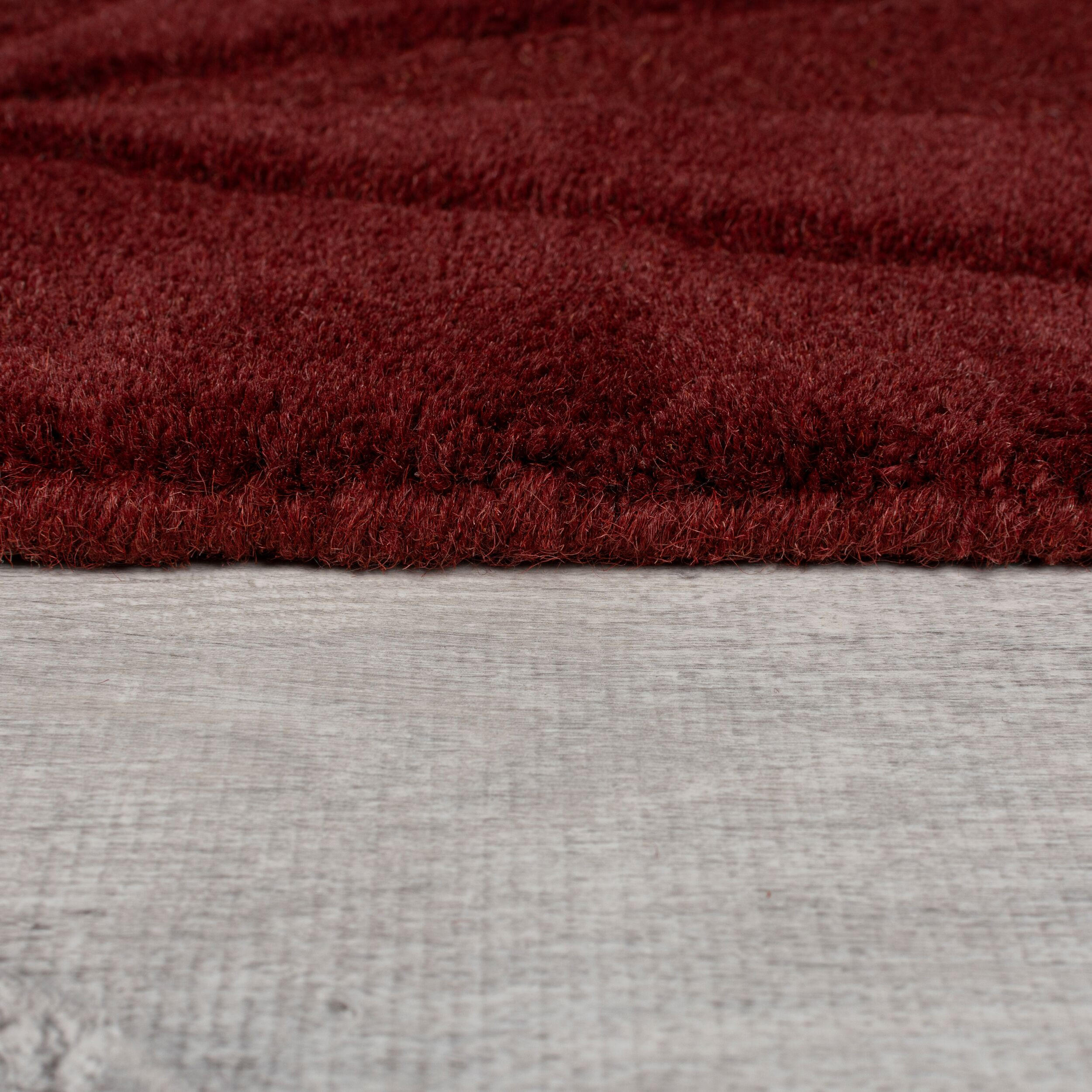 WOLLTEPPICH Hoch-Tief-Design, designstark DEBEN TROY - Rot, Textil (160/160cm) - KADIMA DESIGN