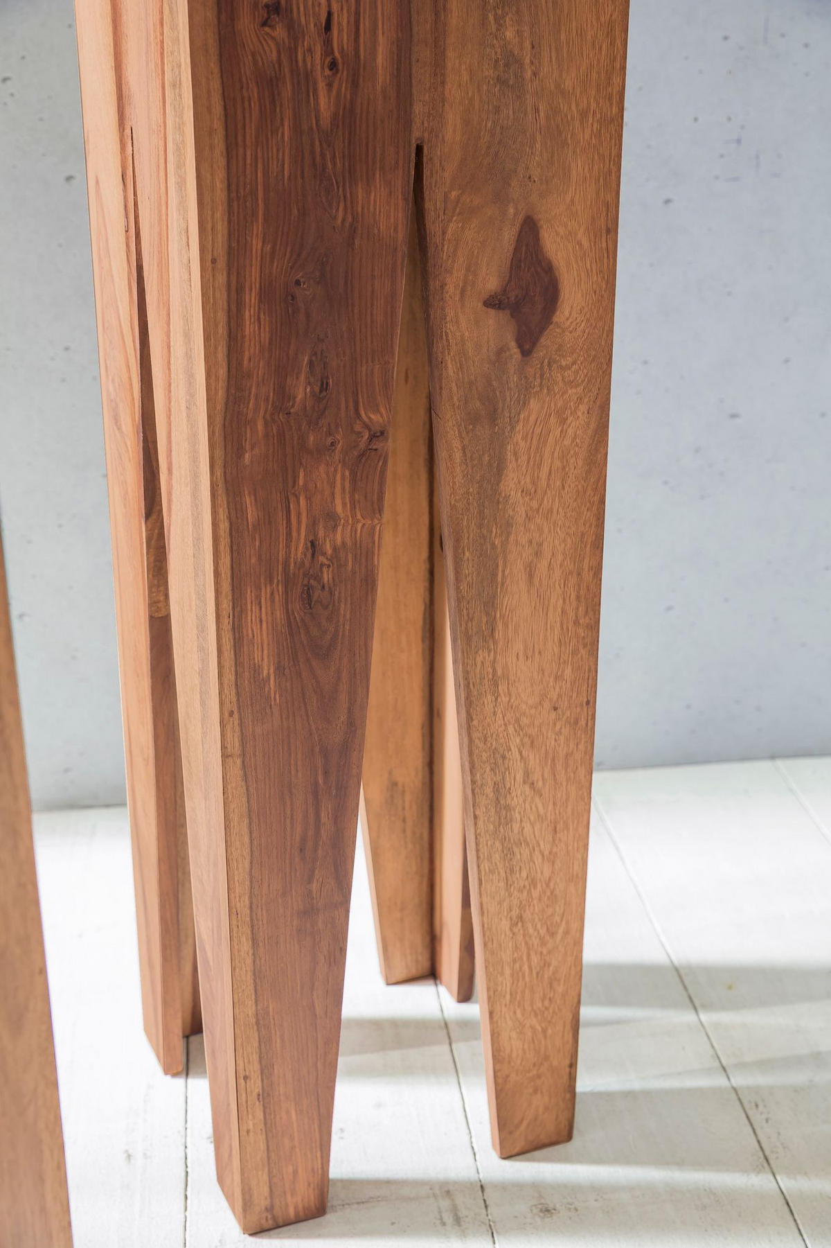 BEISTELLTISCH 3er Set Massivholz Handgefertigt Giraffenbeine, Beige 25x25x100 cm - Beige, Holz (25/25/100cm) - KADIMA DESIGN
