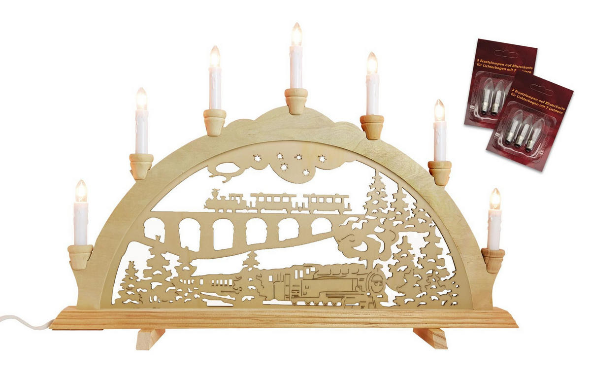 SCHWIBBOGEN Eisenbahn 7-flammig - Multicolor, Holz (0.1/1/0.1cm) - Dekoteam24