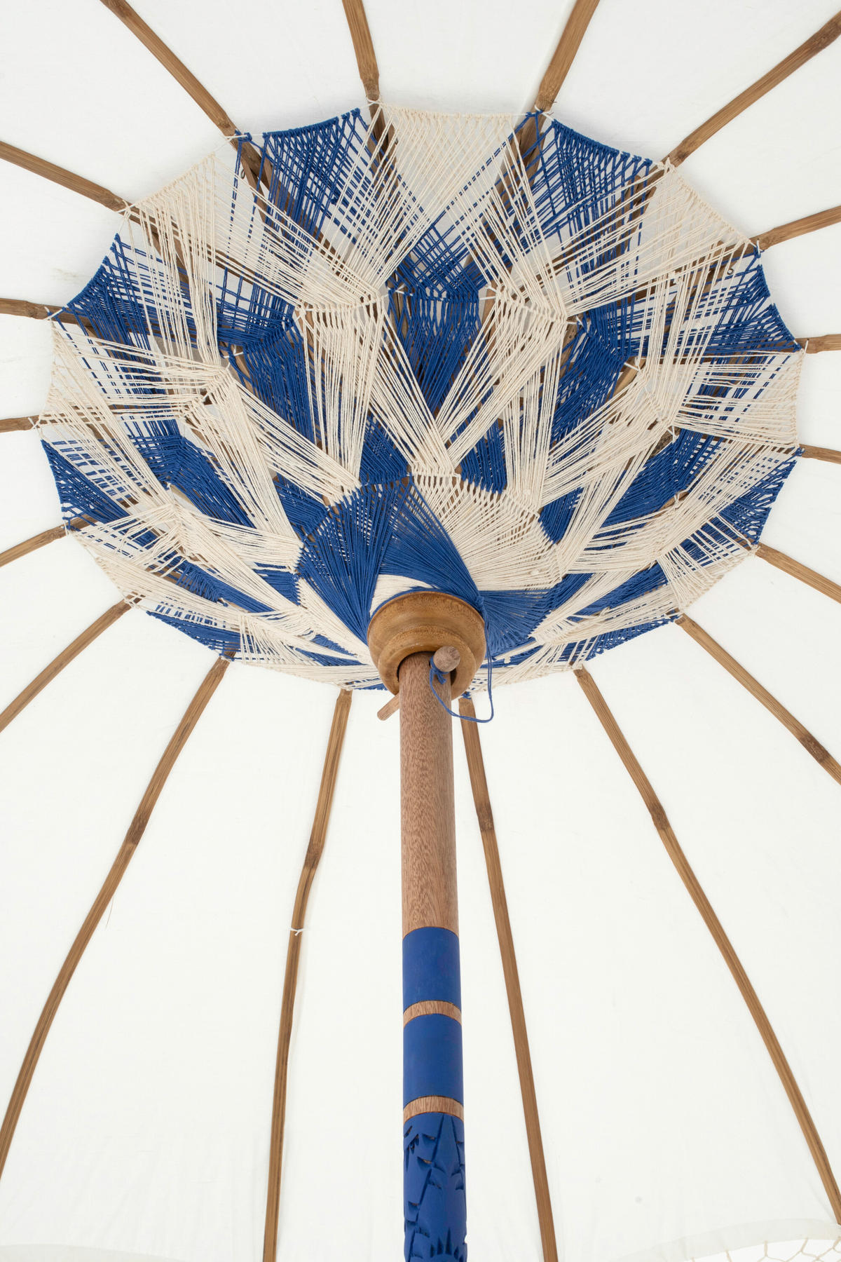 SONNENSCHIRM FLAVIE Beige - Blau/Beige, Holz (180/180cm) - J-Line