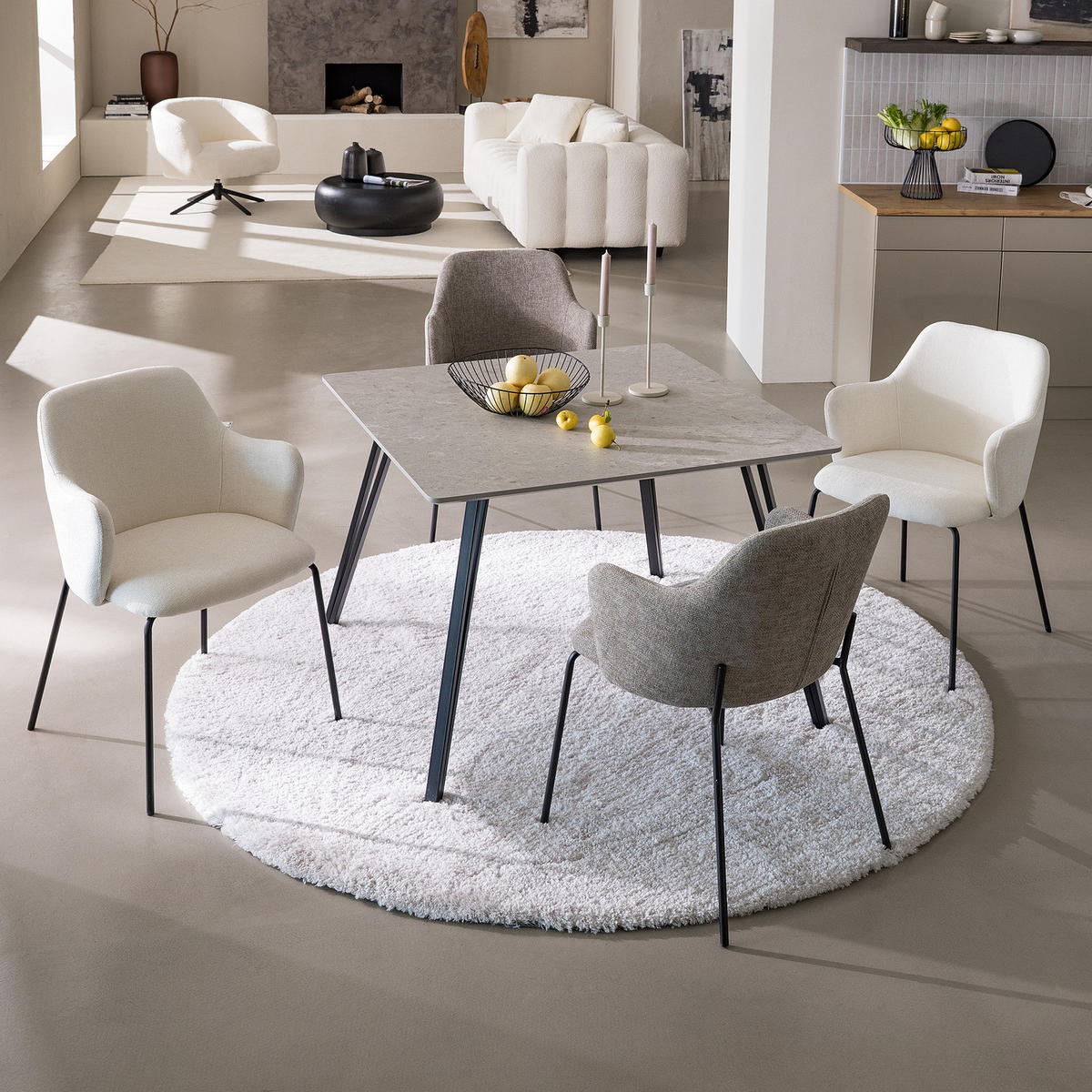 ESSTISCH - MDF / Eisen - Schwarz/Grau, Holzwerkstoff/Metall (100/100/75cm) - home24