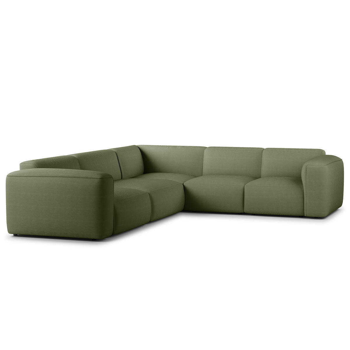 ECKSOFA mit Rundecke - Dunkelgrün/Schwarz, Kunststoff/Textil (325/260cm) - home24
