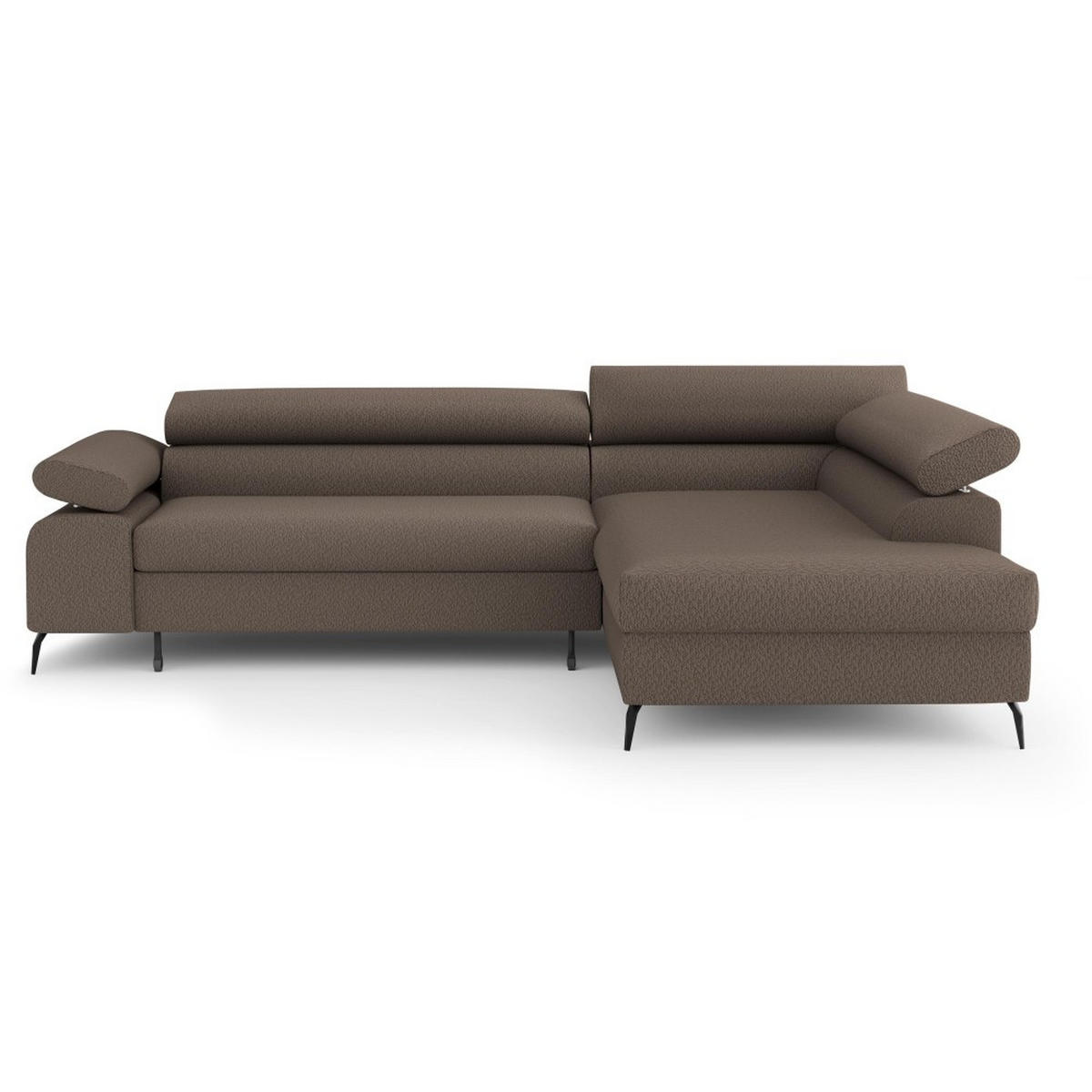 ECKSCHLAFSOFA Mellow mit Bettkasten, Dunkelbraun, rechts - Dunkelbraun/Schwarz, Textil (270/205cm) - Beautysofa