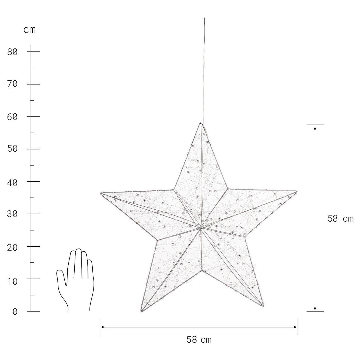 LED-STERN Shining Star - Silberfarben, Metall (8/58/58cm) - Butlers