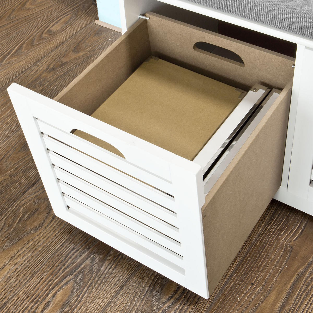 SCHUHBANK Weiß - Weiß, Holzwerkstoff (71/43/34cm) - SoBuy