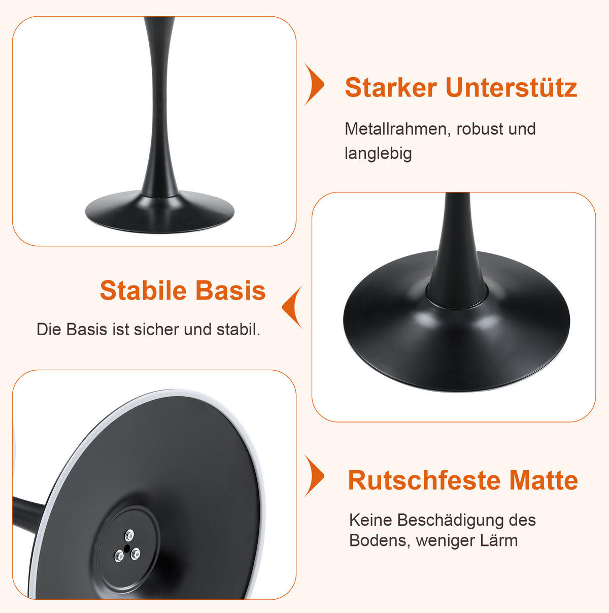 TISCH- UND STUHLSET 3-tlg. rund 60 cm MDF Light Coffee/Black - Hellbraun, Metall (60/72/60cm) - Meubliv