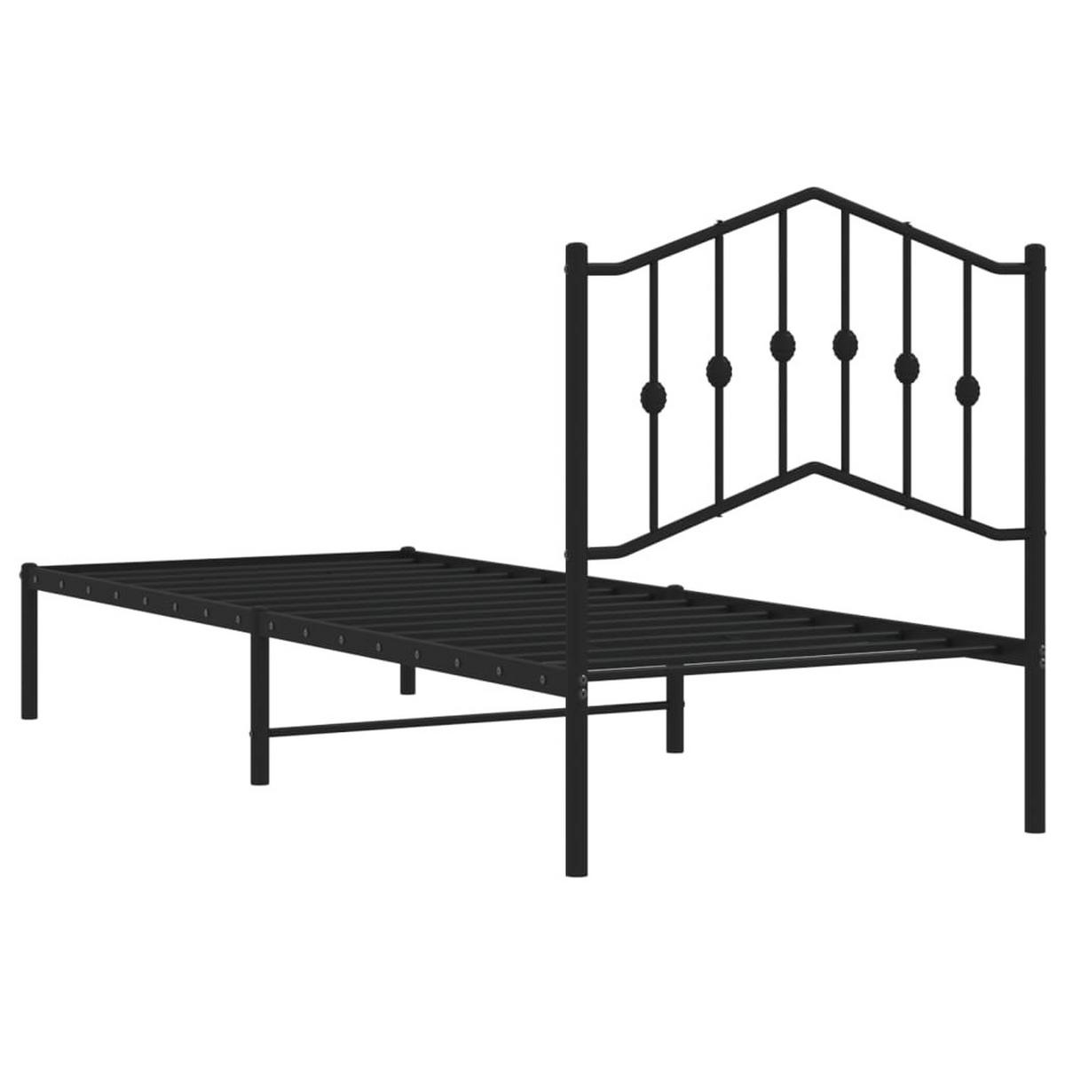 BETTGESTELL Mit Kopfteil Metall Schwarz 80/200 Cm - Schwarz, Metall (80/200cm) - vidaXL